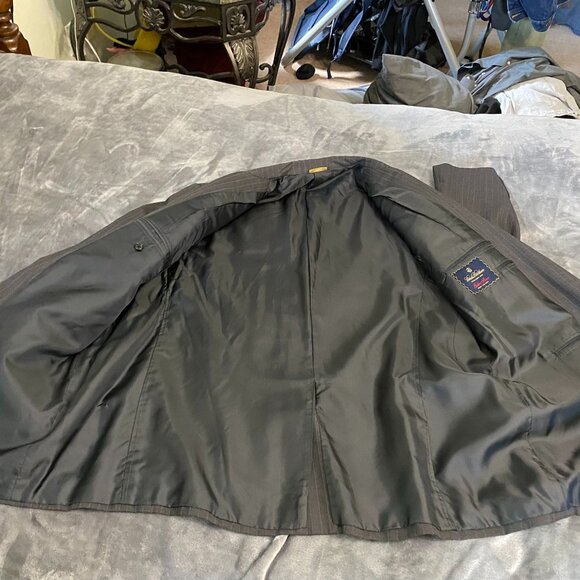 Brooks Brothers Mens Suit Jacket 48R Golden Fleece Hand-Tailored Pinstripe Gray - Picture 15 of 16